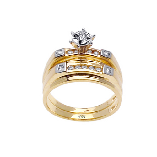 14k Two Tone Gold Channel Set Natural Diamond Wedding Set (Center Stone Not Included)