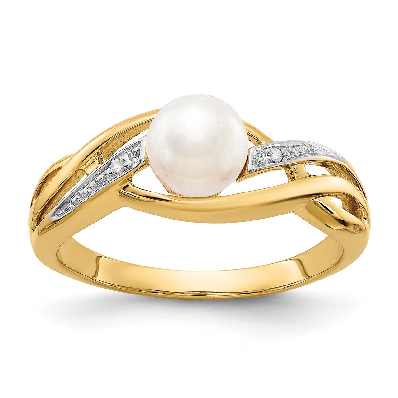 14k Diamond and FW Cultured Pearl Ring