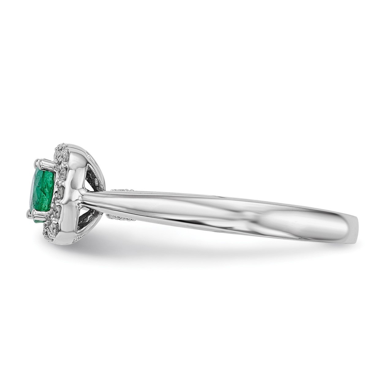 14KW 1/6 ct Cushion Halo w 3/8ct Round Emerald Center-1