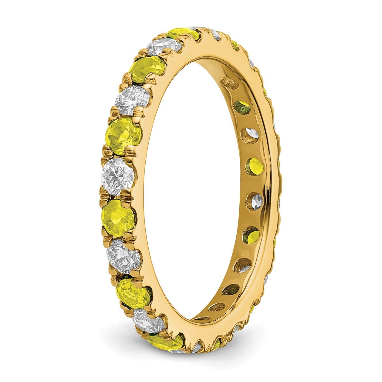 14k Lab Grown Diamond SI1/SI2 G H I and Created Yellow Sapphire Eternity Band-4