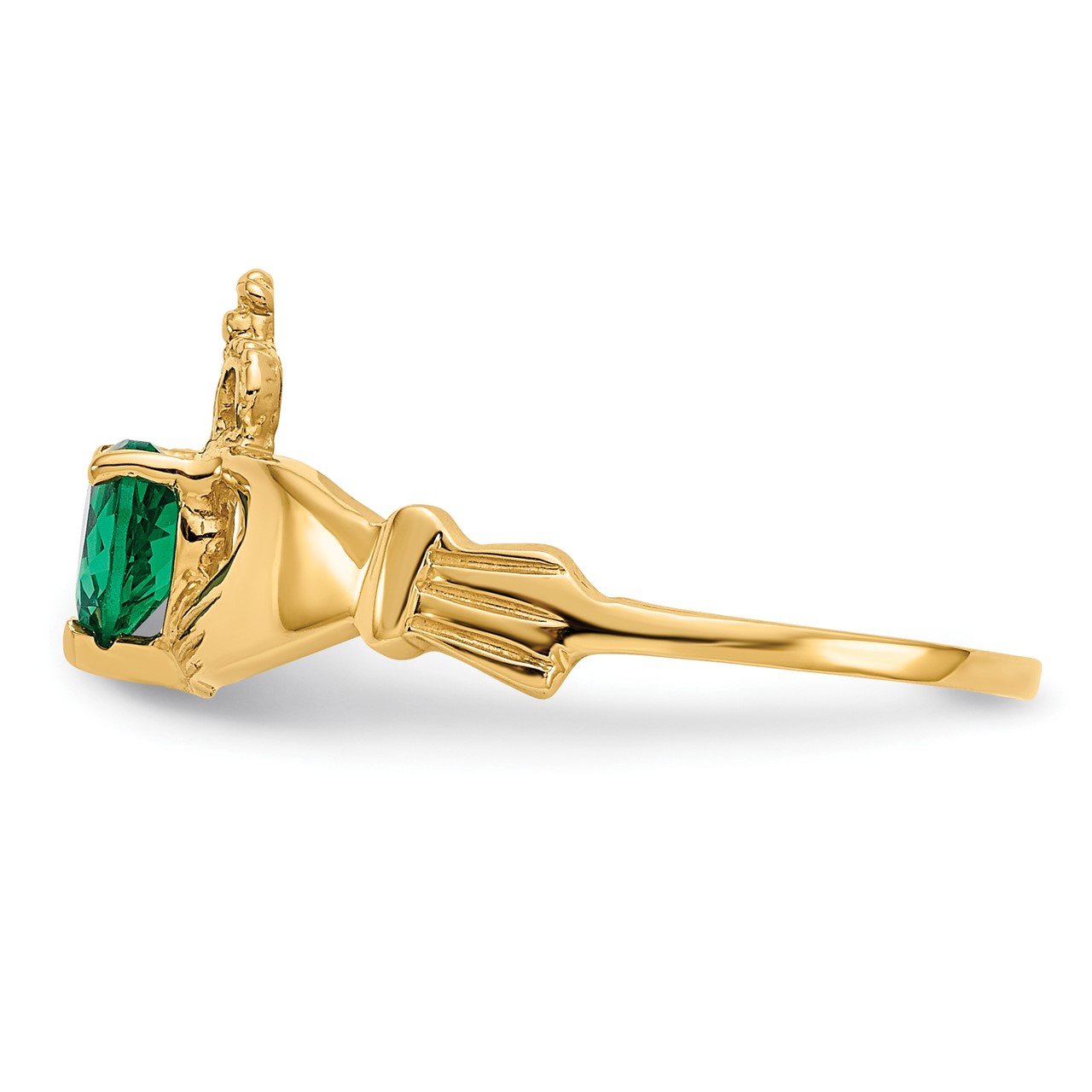 14k Green CZ Polished Claddagh Ring-3