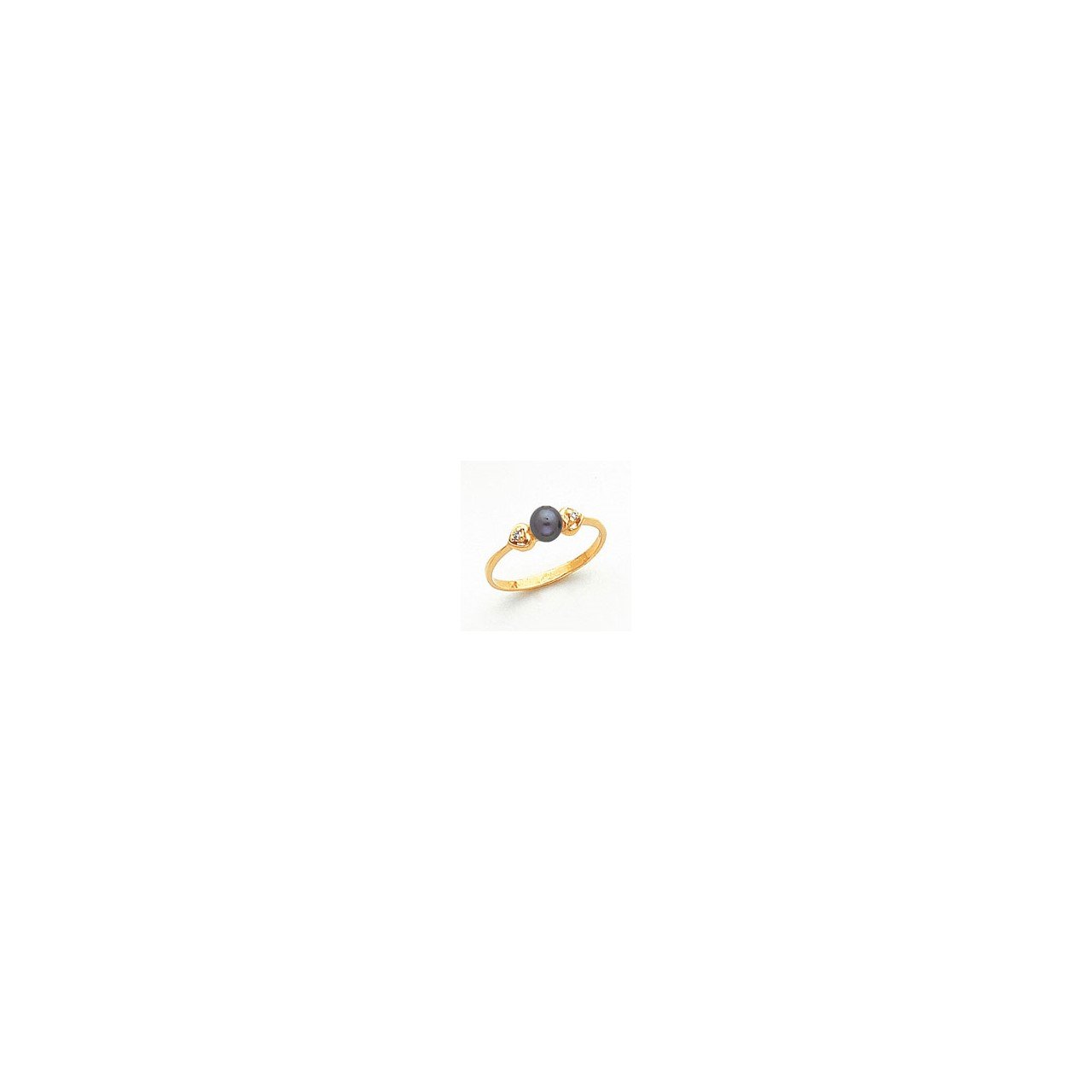 14k 4.5mm Black FW Cultured Pearl VS Diamond ring