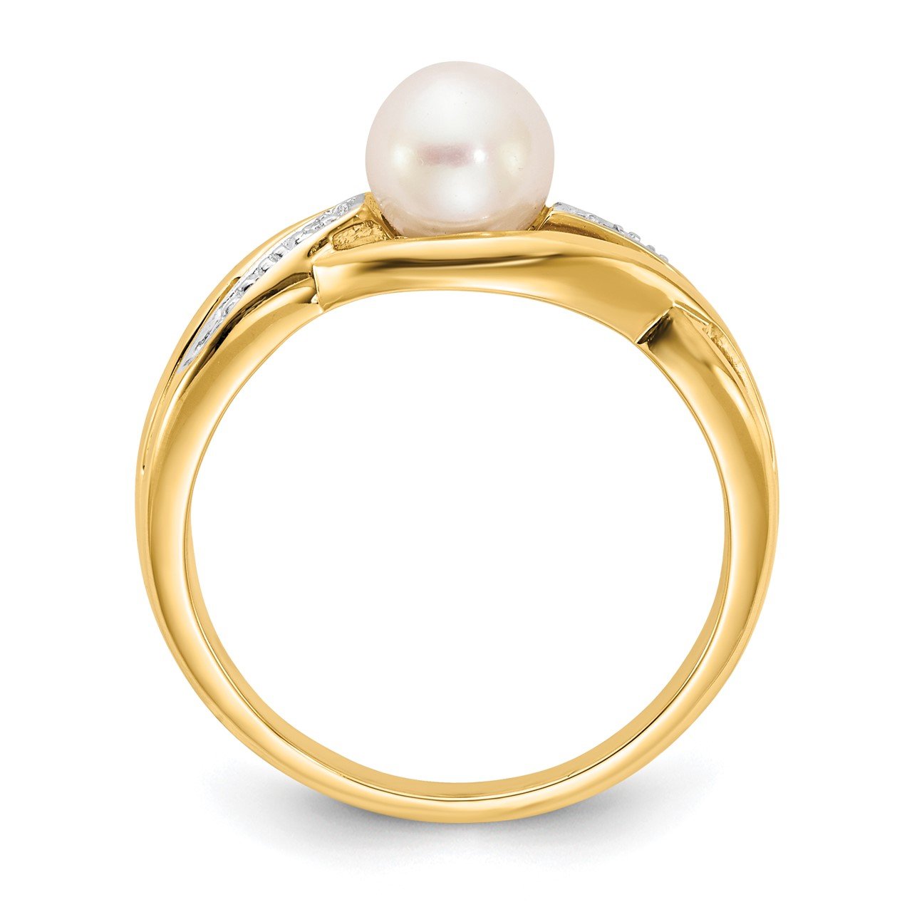 14k Diamond and FW Cultured Pearl Ring-1