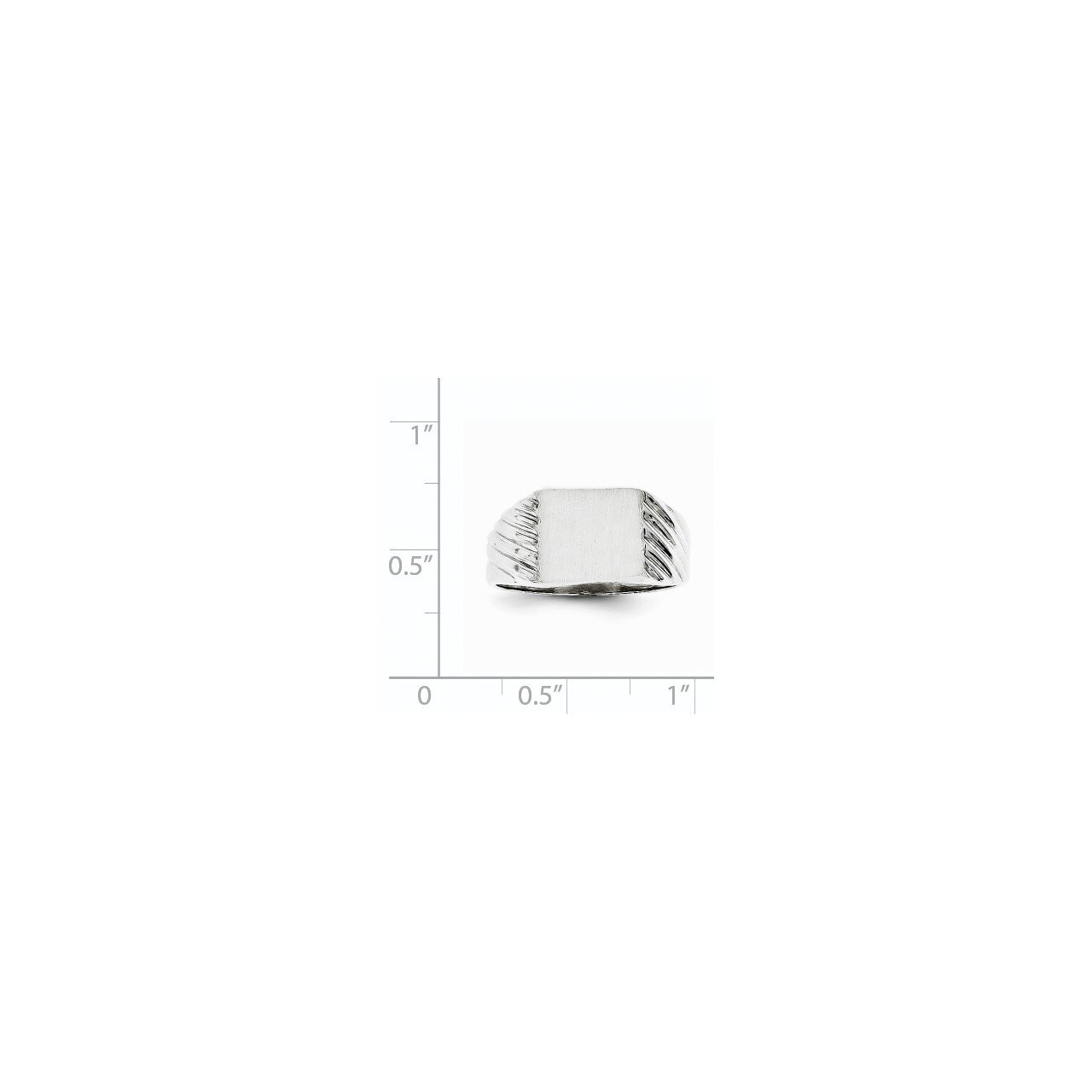 14k White Gold 9.0x10.0mm Closed Back Signet Ring-4