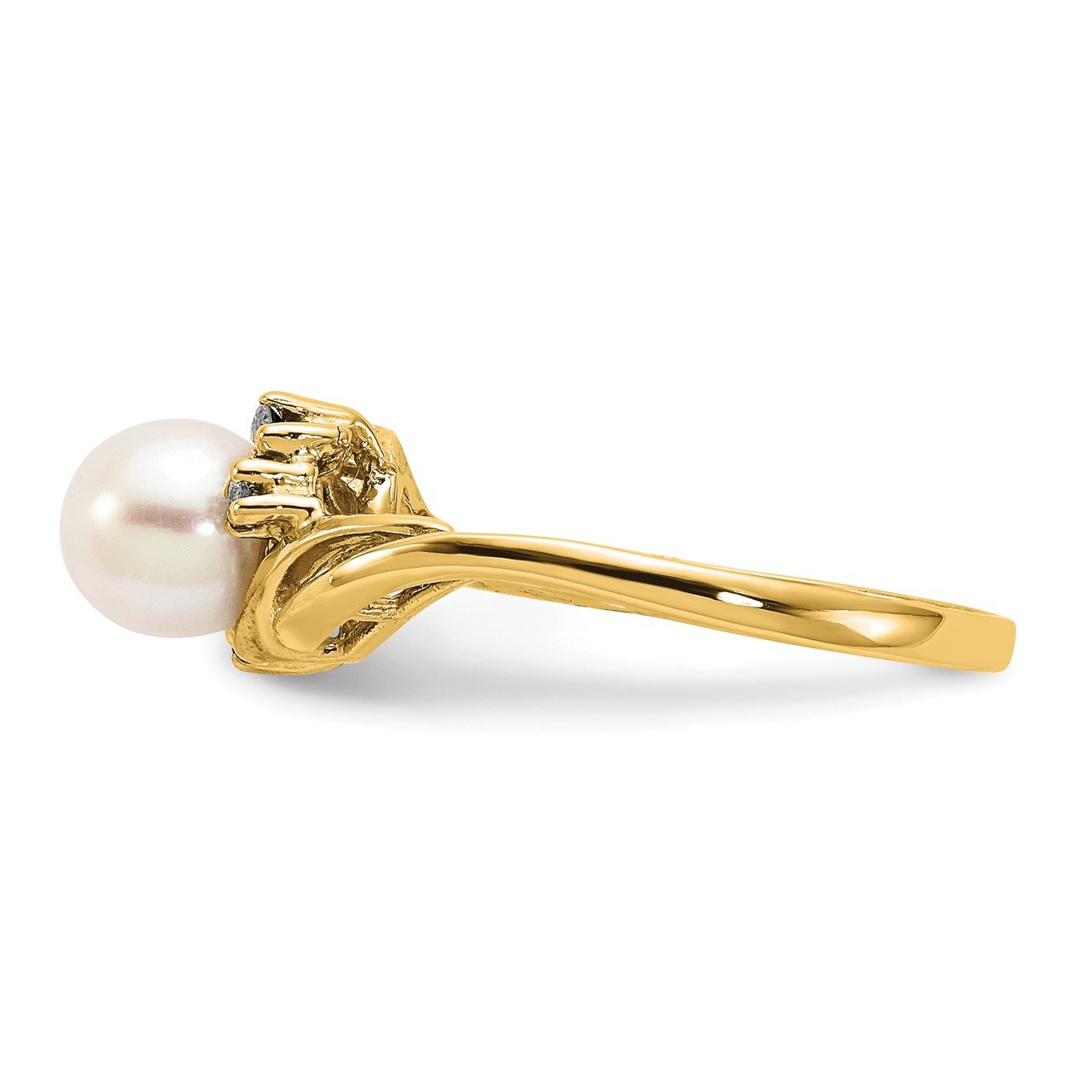 14k Gold 6mm FW Cultured Pearl VS Diamond ring-3
