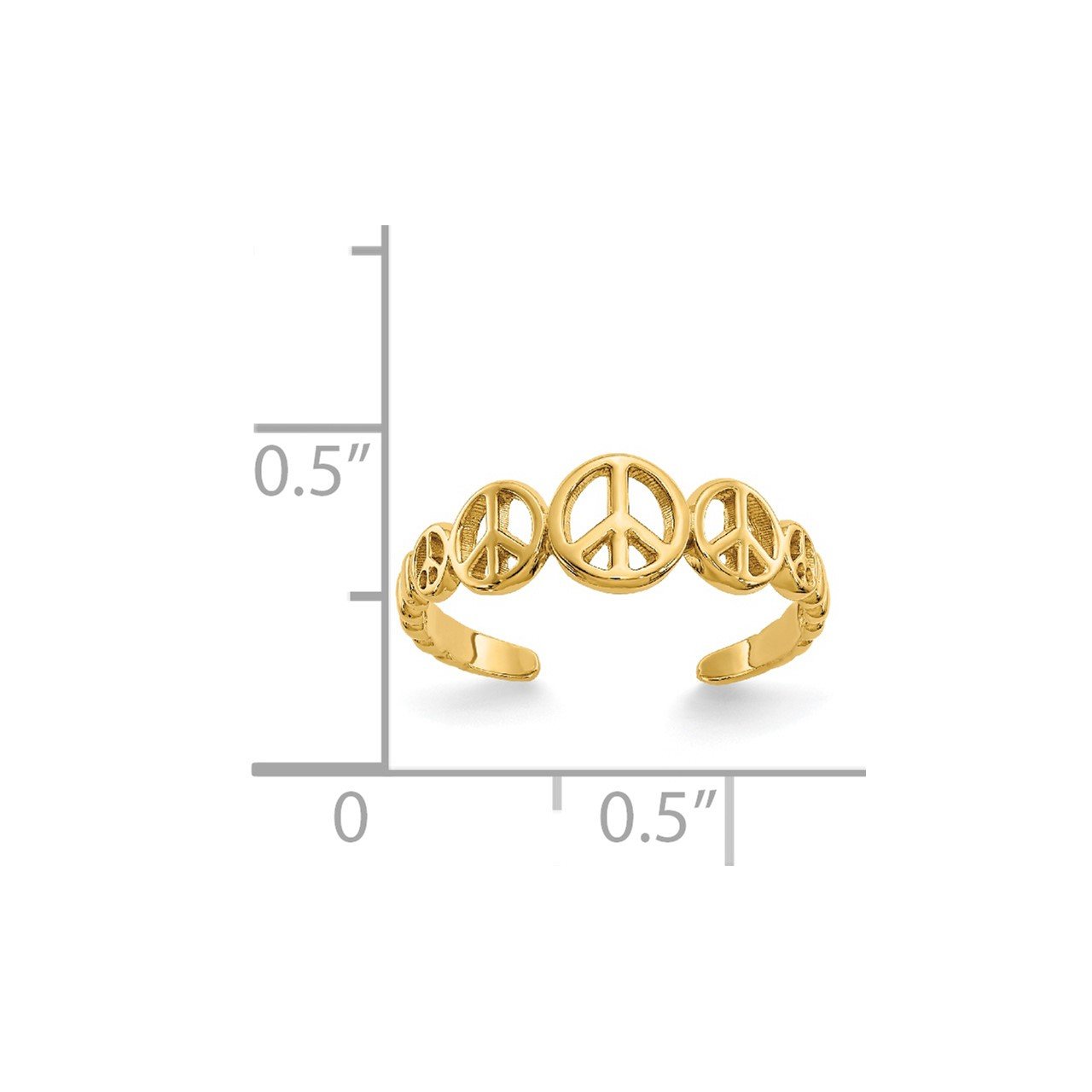 14k Peace Sign Toe Ring-2