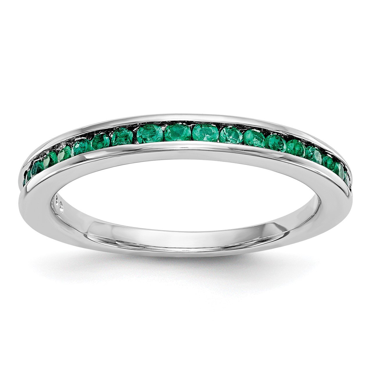 14k White Gold Emerald Band