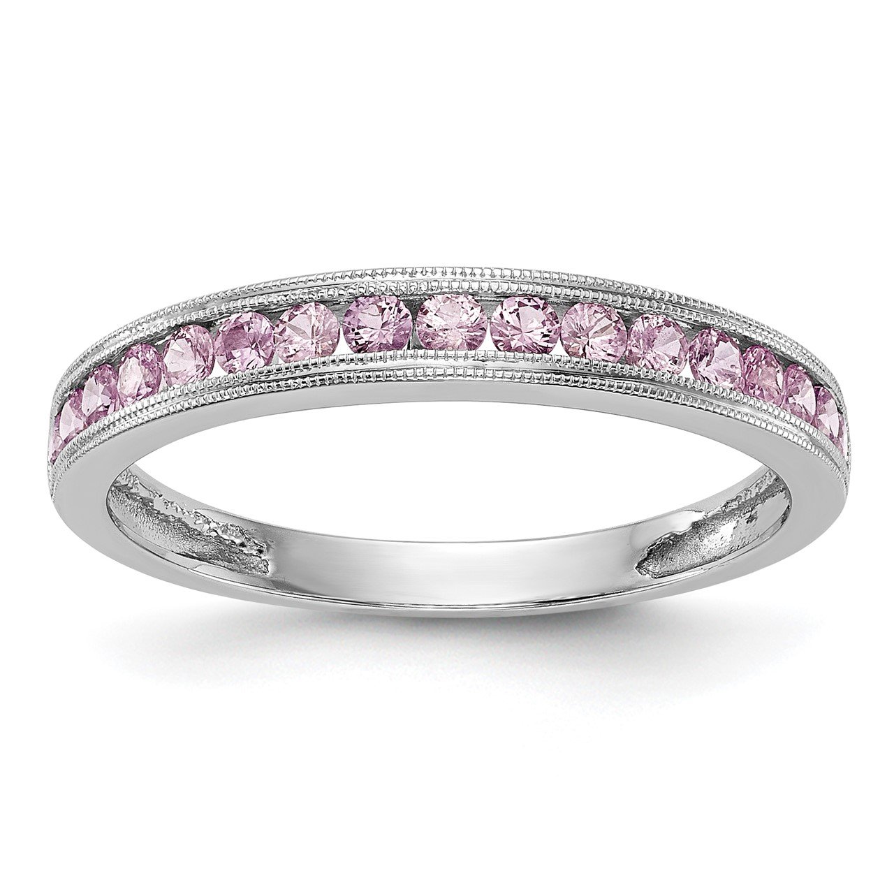 14k White Gold Pink Sapphire Band