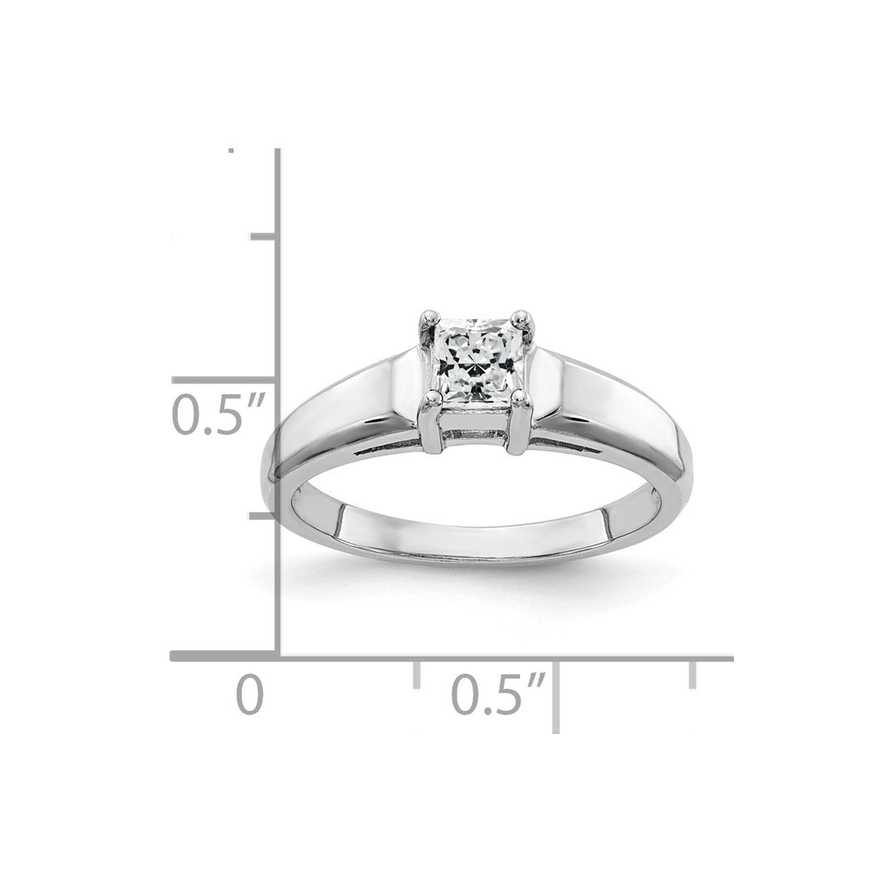 14k White Gold 4mm Princess Cut Cubic Zirconia ring-1