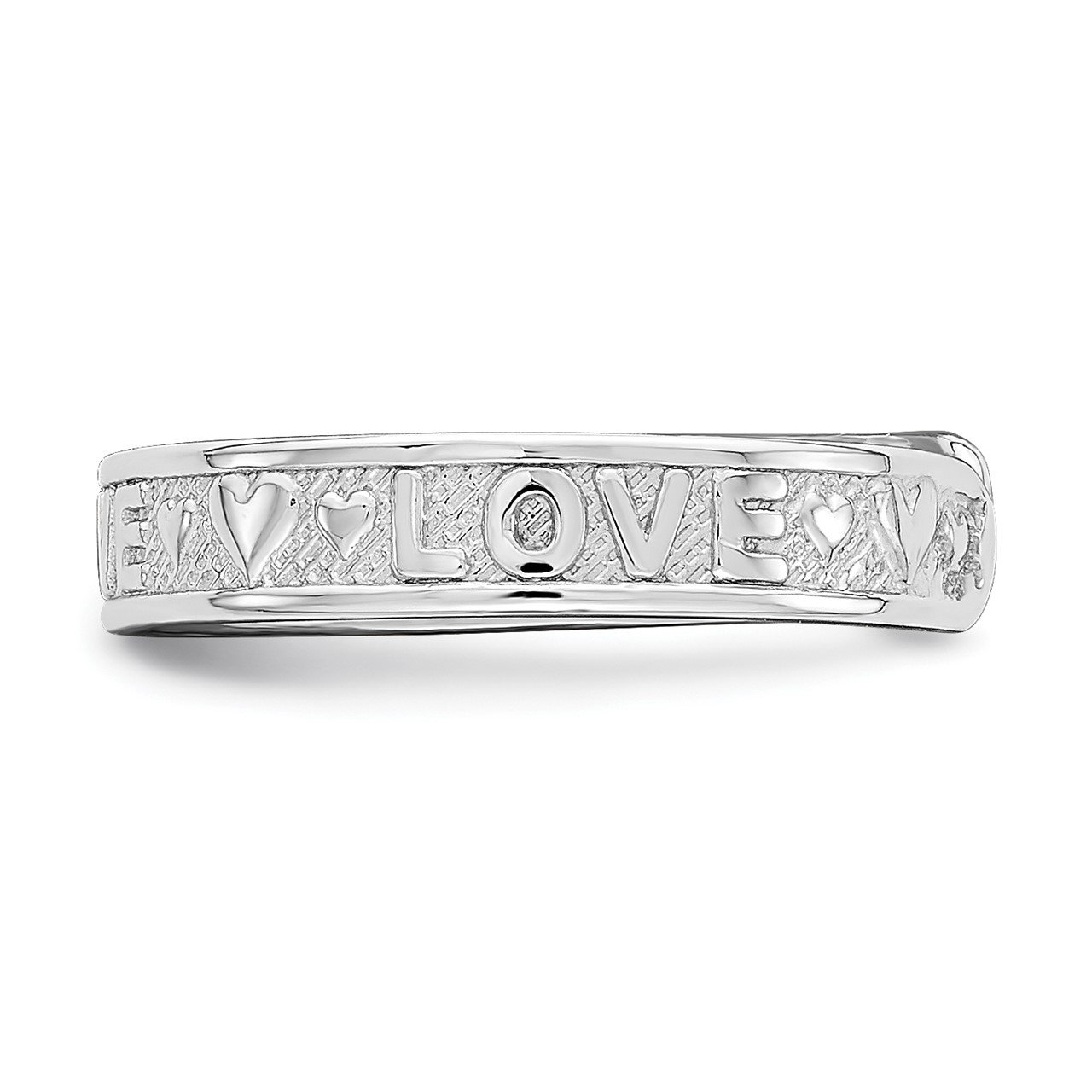 14K White Gold Polished LOVE and Hearts Toe Ring-2