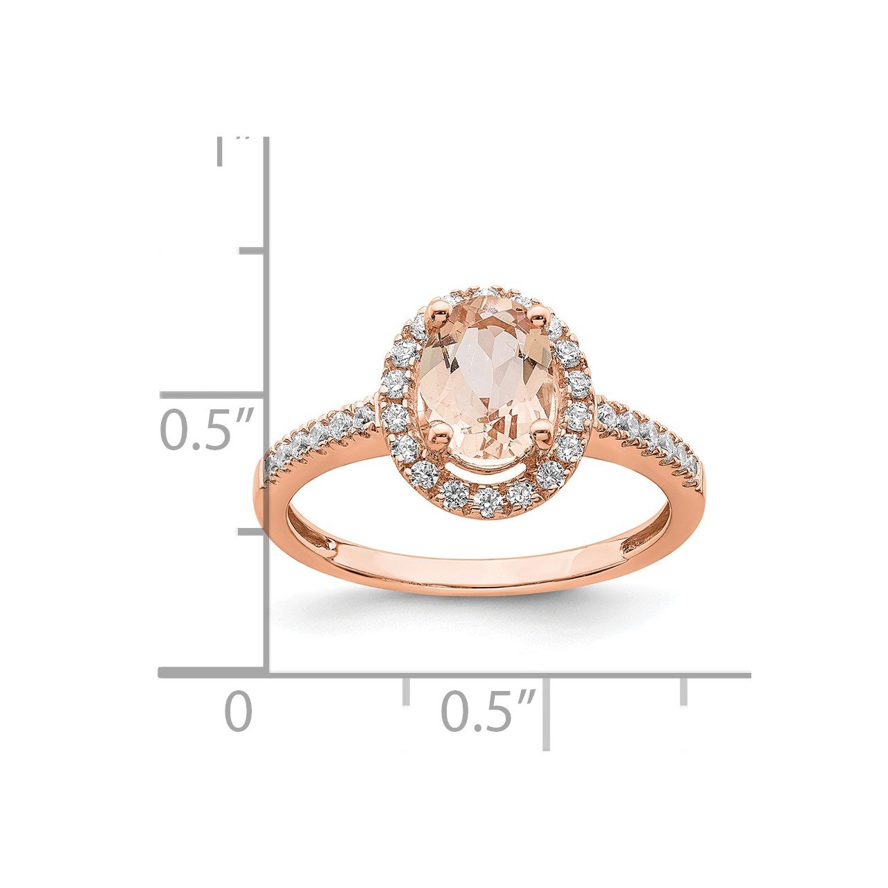 14k Rose Gold Morganite and Diamond Eng Ring-7