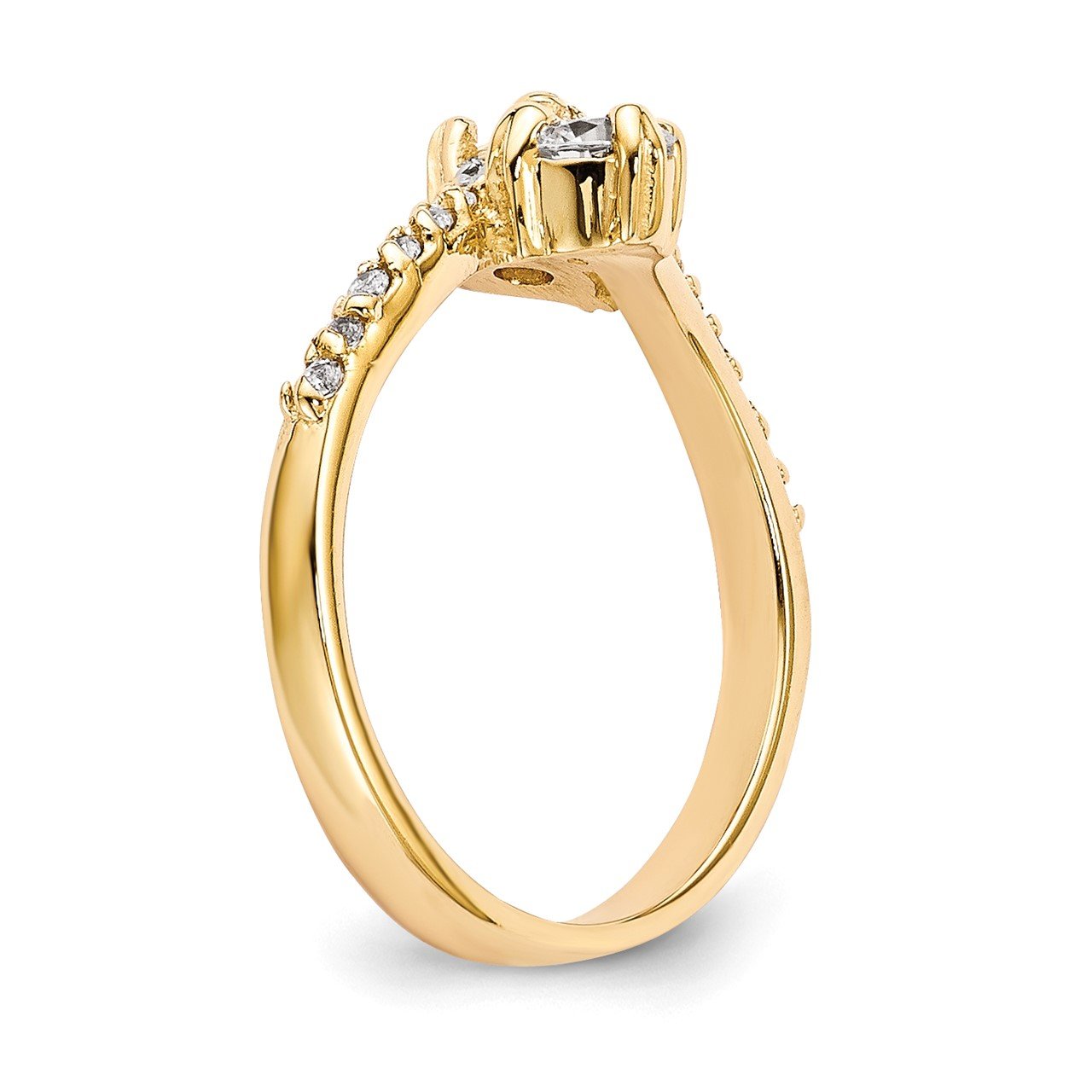 14KY AAA Diamond 2-stone Ring Semi-Mount - 3.1 mm center stones-6