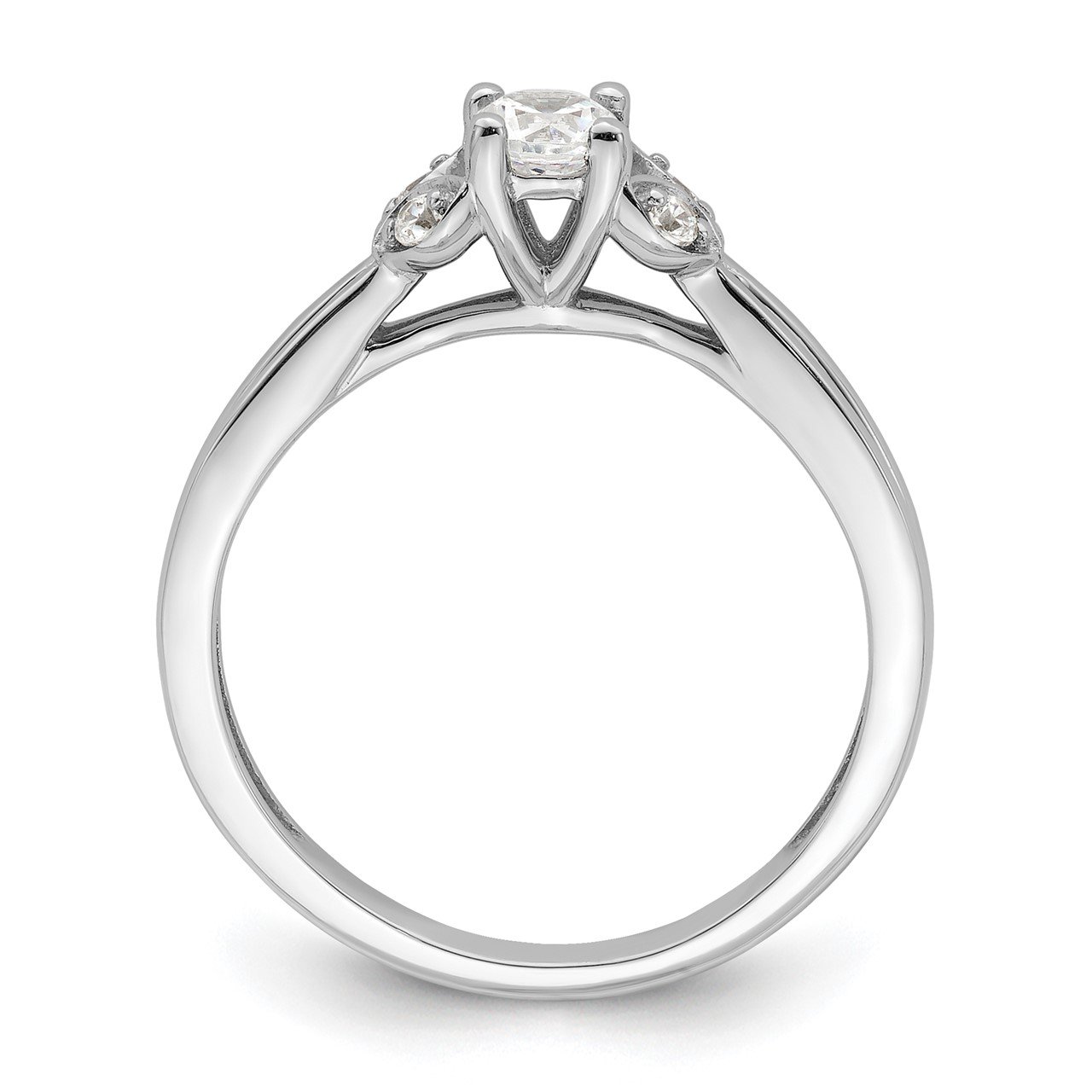 14K White Gold Polish Complete Round Dia. Engagement Ring-1