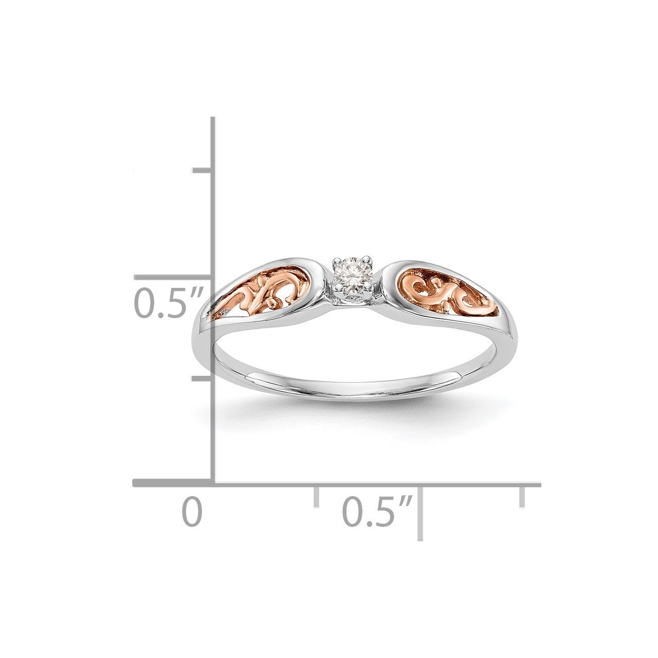 14K White Gold and Rose Gold Comp. Diamond Promise/Engagement Ring-6