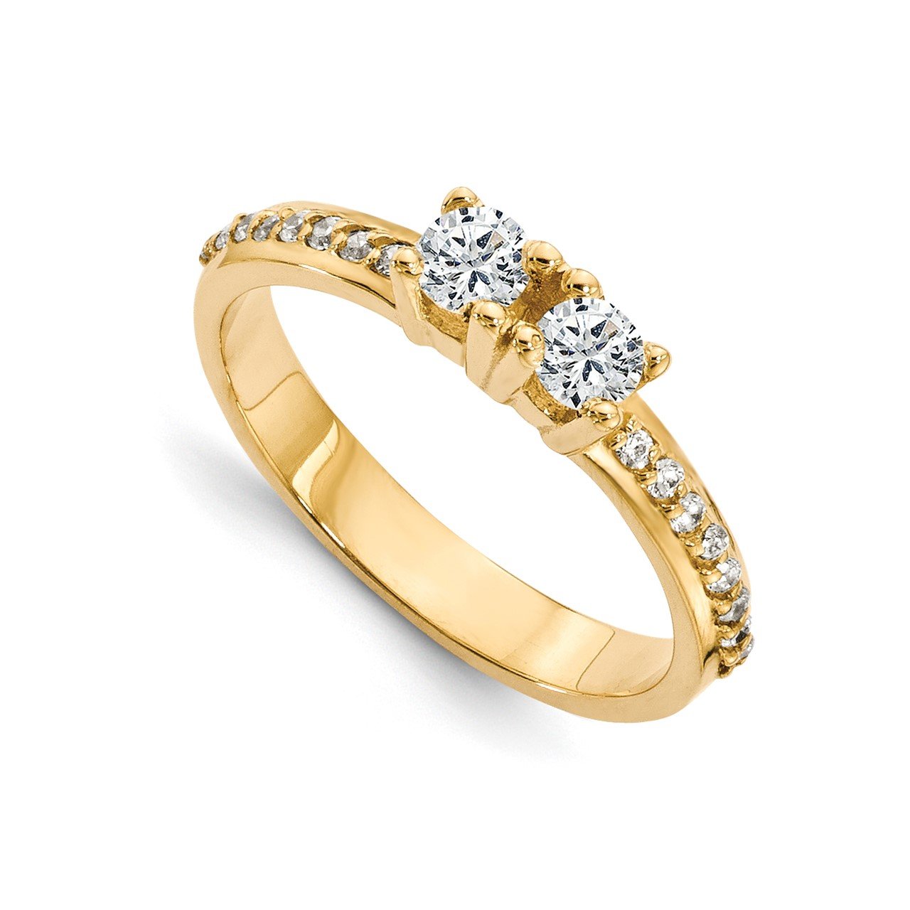14ky AAA Diamond 2-stone Ring Semi-Mount - 4.2 mm center stones