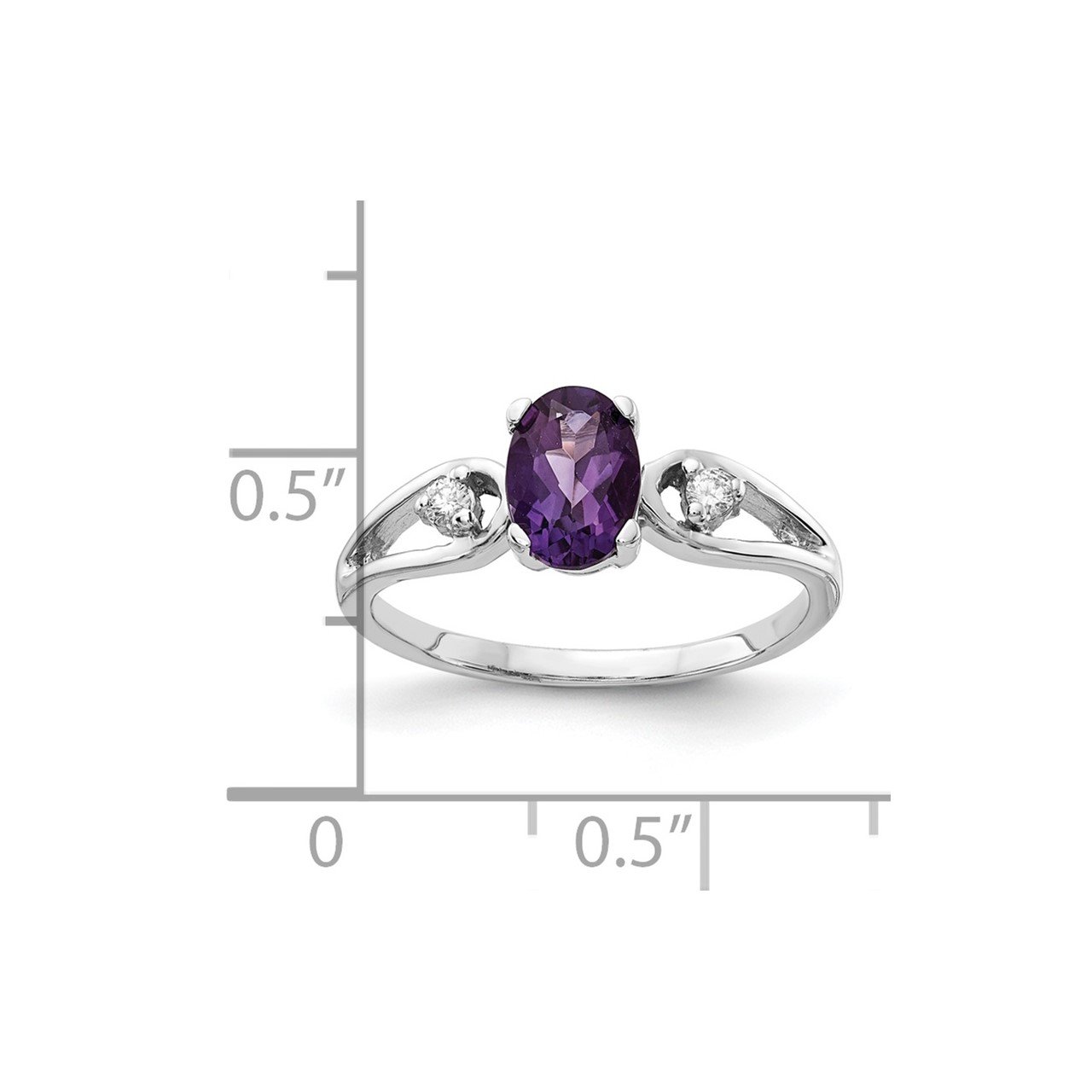 14k White Gold 7x5mm Oval Amethyst A Diamond ring-2