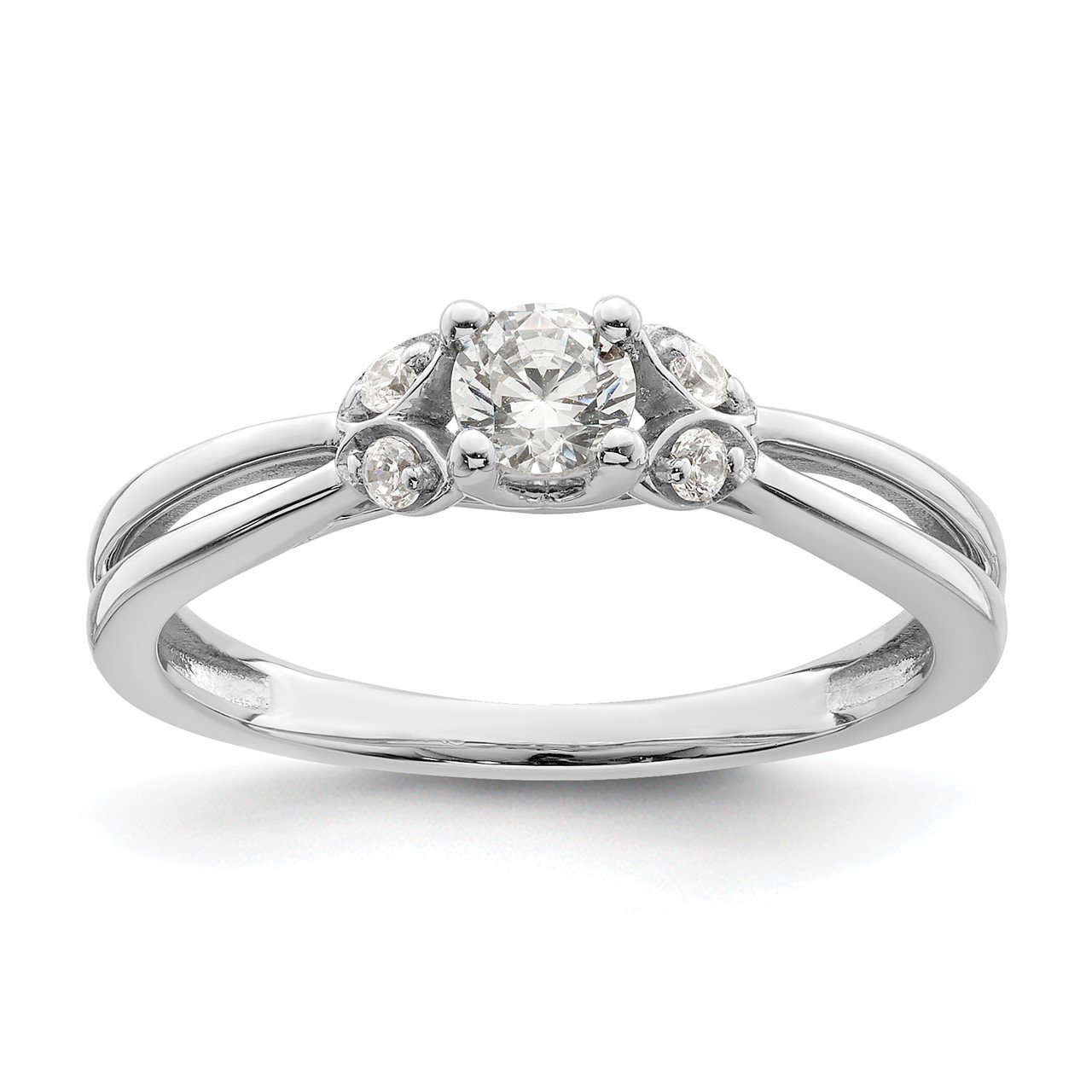 14K White Gold Polish Complete Round Dia. Engagement Ring