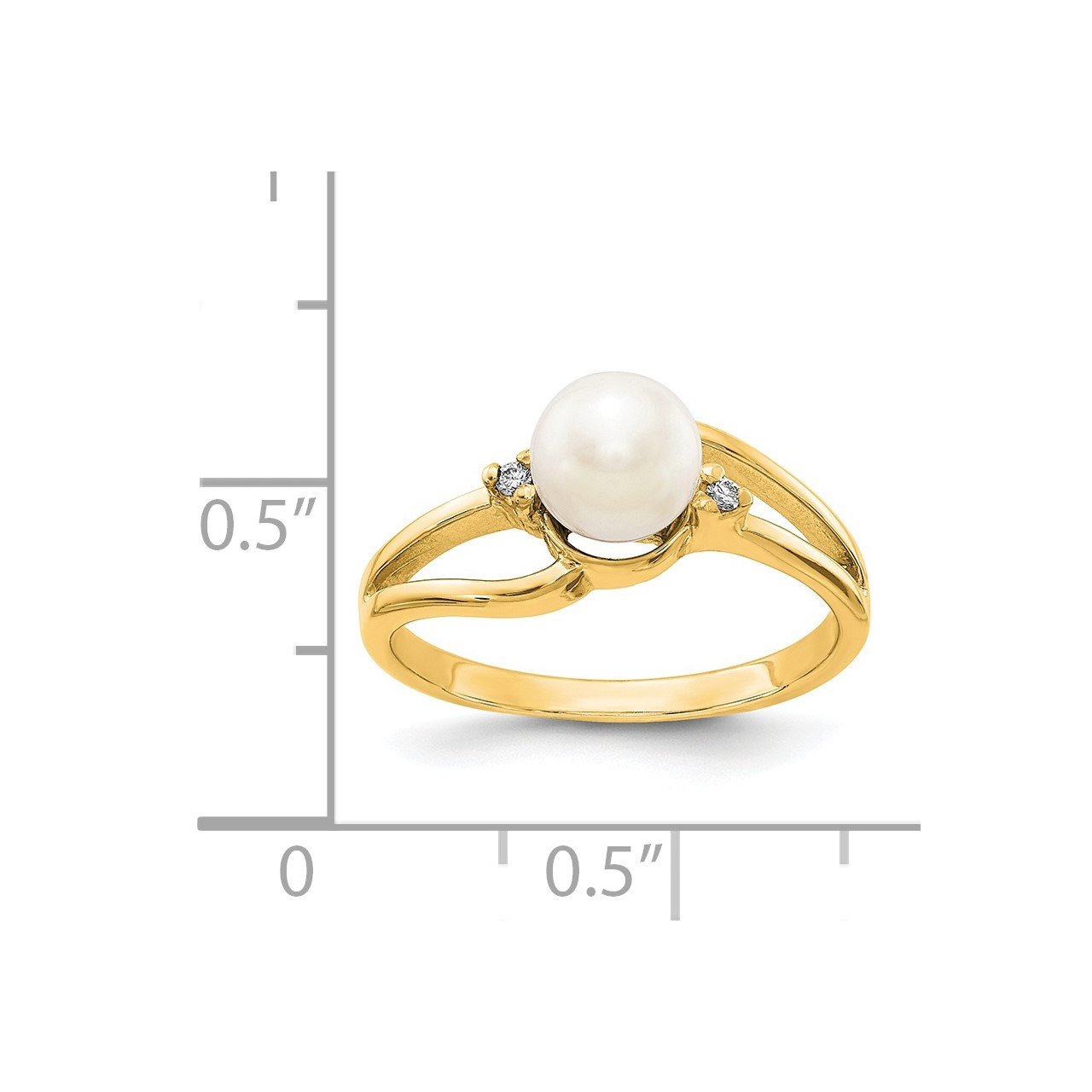 14k 6mm FW Cultured Pearl AAA Diamond ring-1