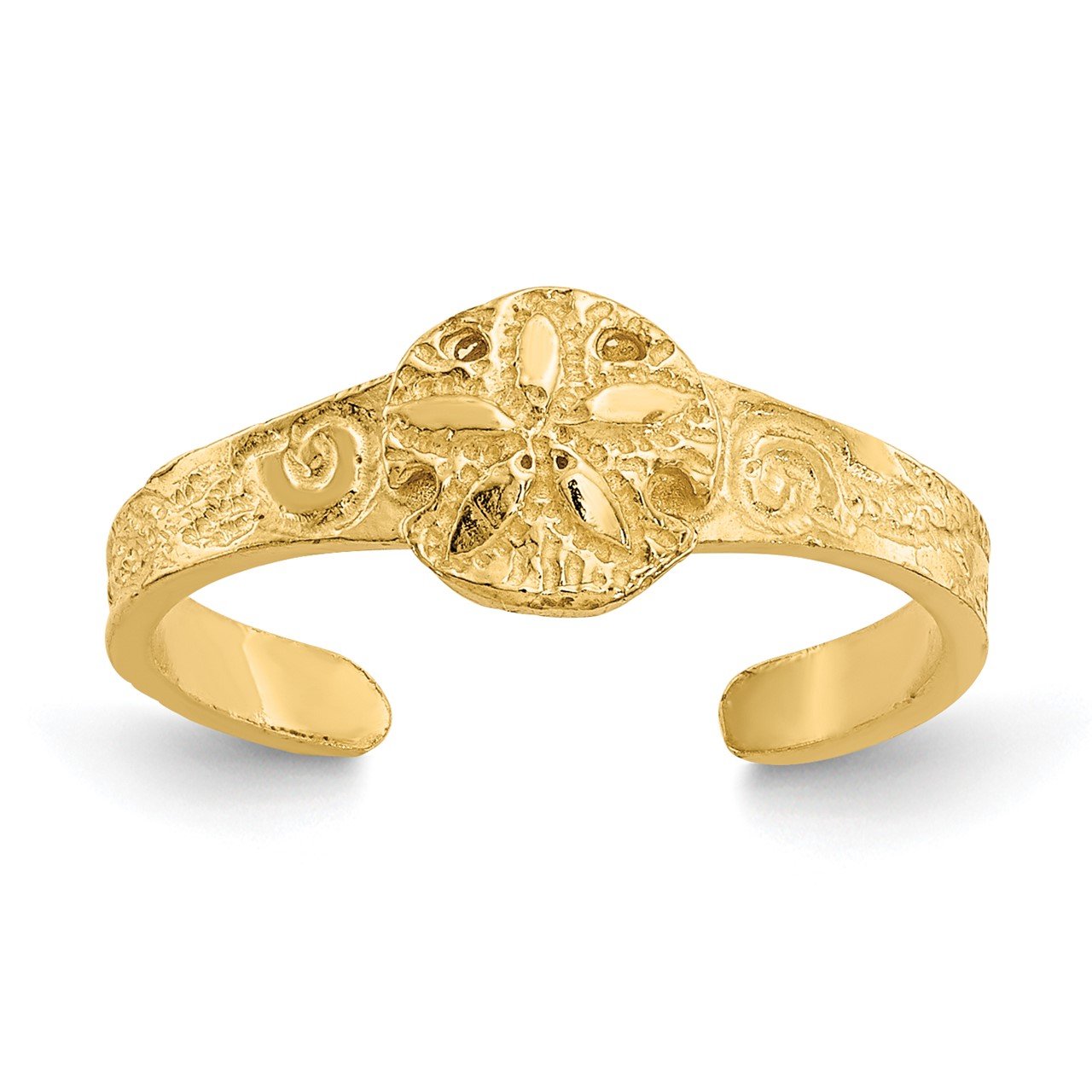 14K Diamond-cut Sand Dollar Toe Ring