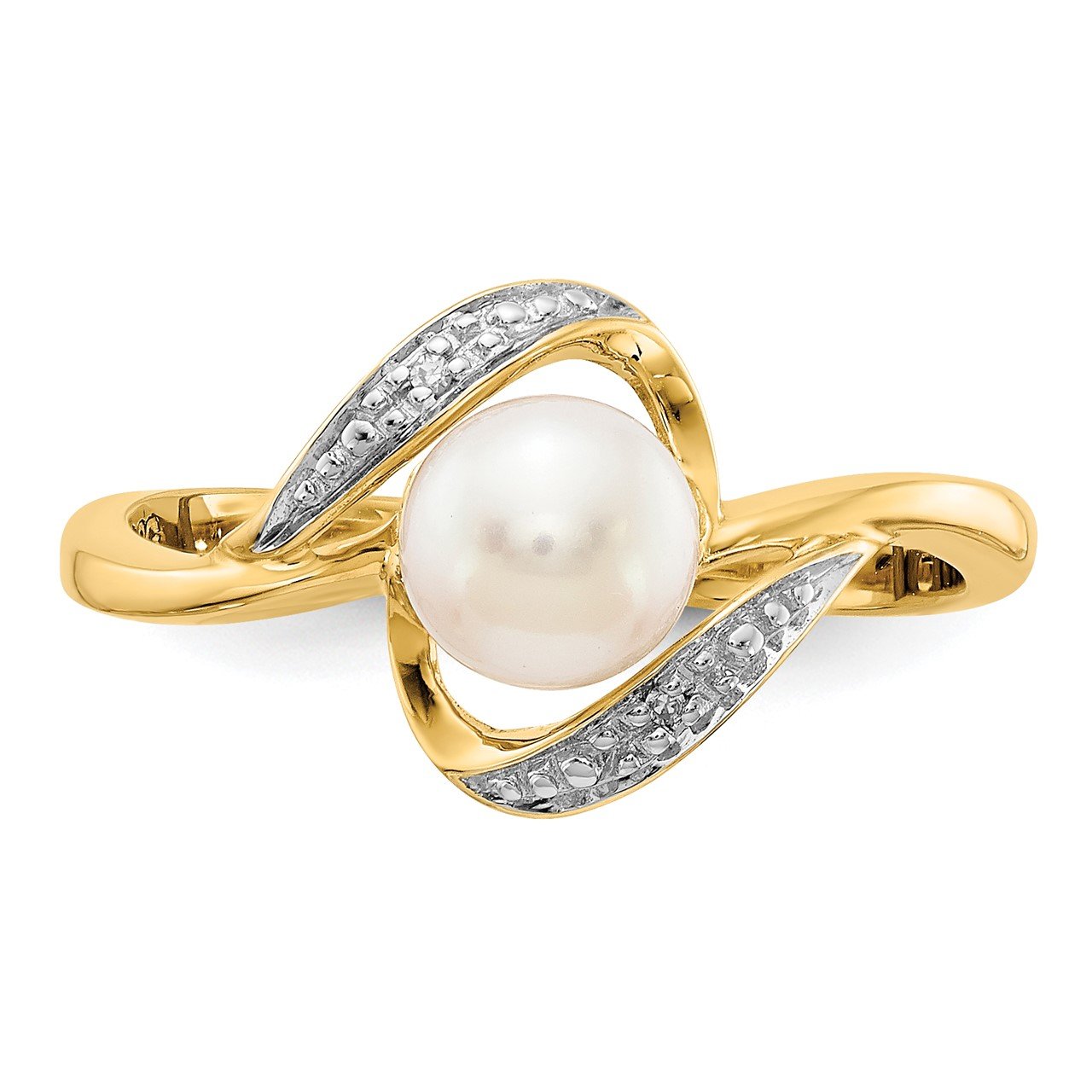 14k Diamond and FW Cultured Pearl Ring-4