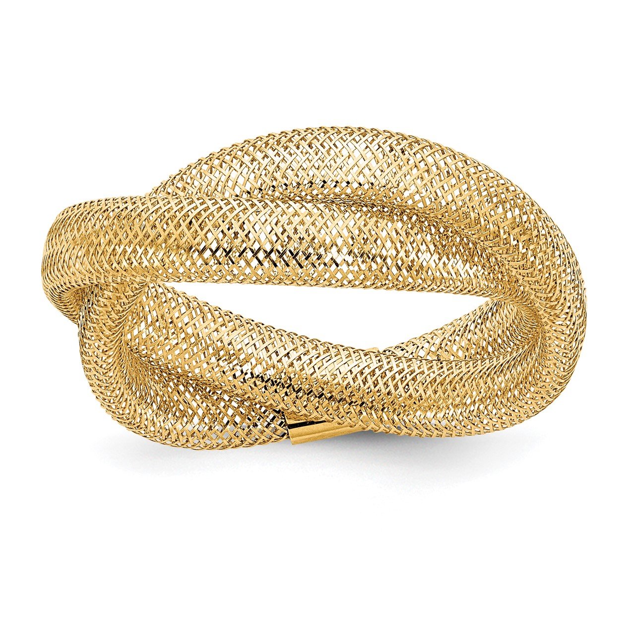 14K Gold Twisted Woven Mesh Stretch Ring