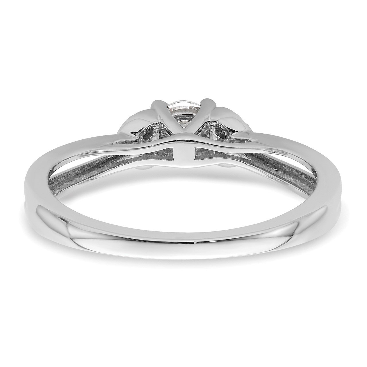 14K White Gold Polish Complete Round Dia. Engagement Ring-5