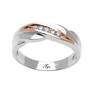 14k  Two Tone Gold Diamond Band-3