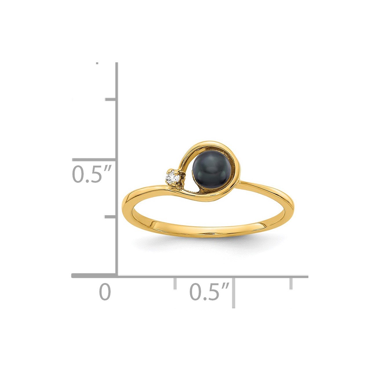 14k 4mm Black FW Cultured Pearl A Diamond ring-1