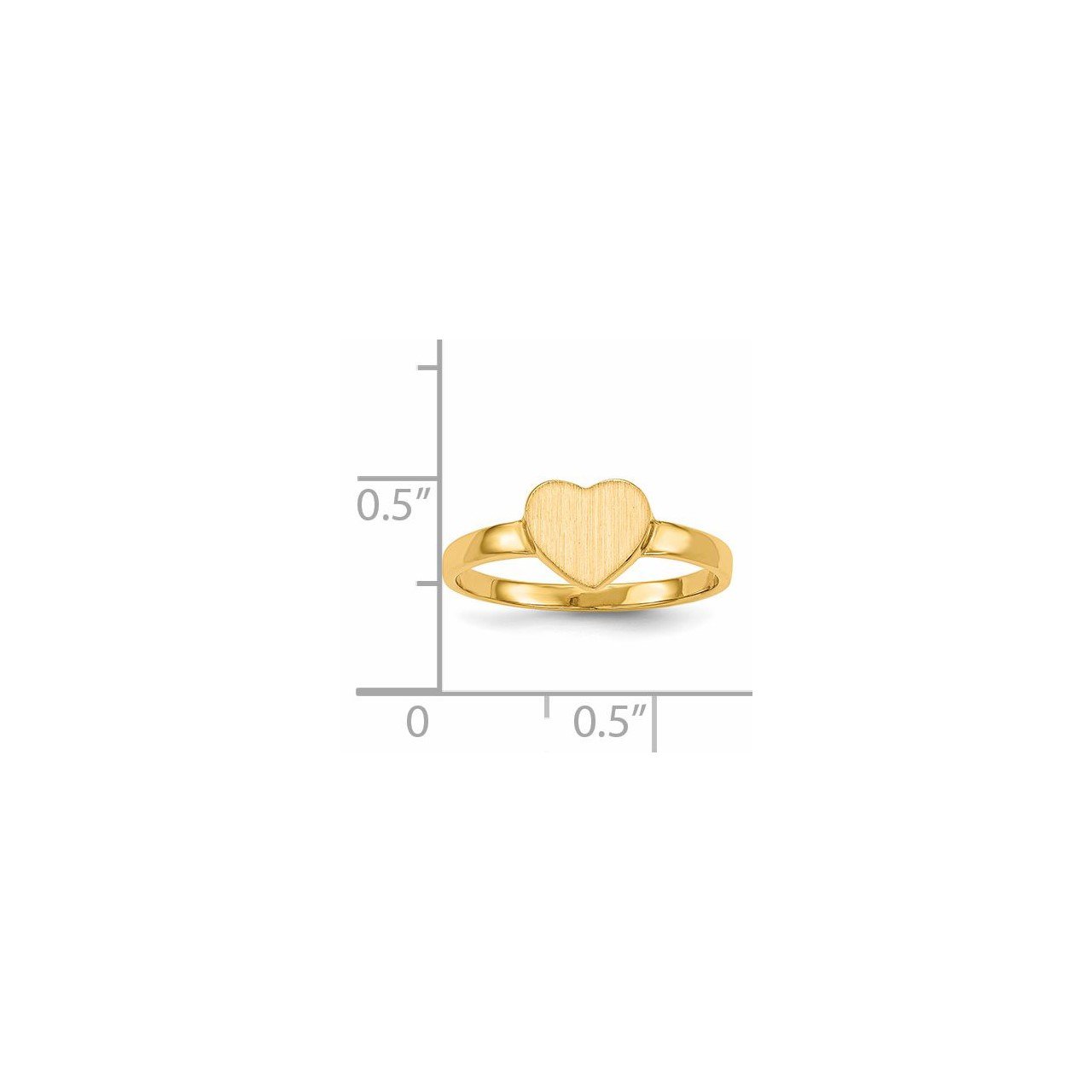 14k 6.5x7.5mm Open Back Heart Signet Ring-4