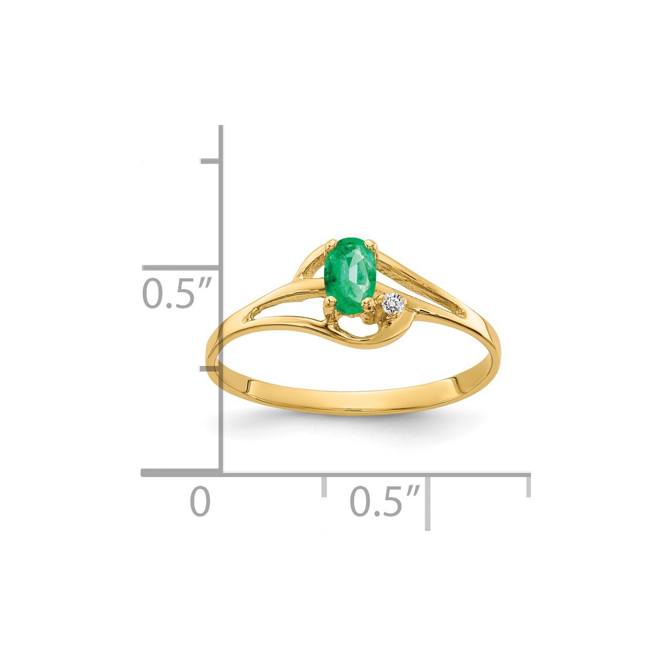 14k 5x3mm Oval Emerald AA Diamond ring-1
