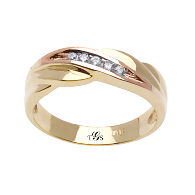 14k  Two Tone Gold Diamond Band-0