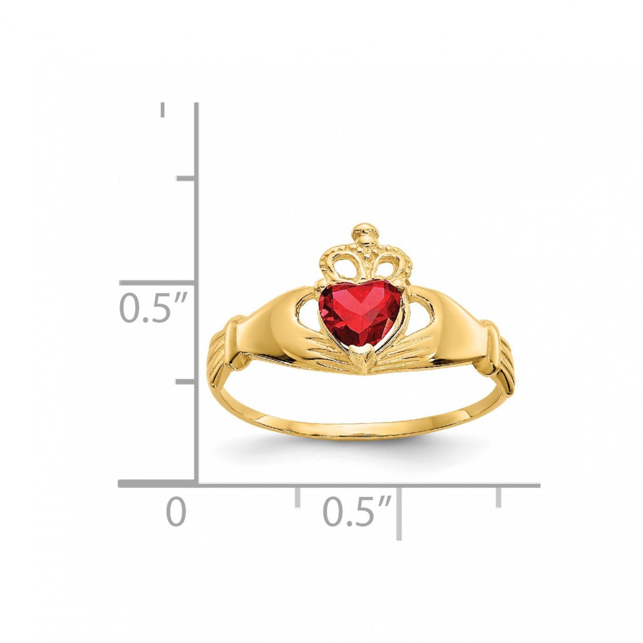 14k CZ January Birthstone Claddagh Heart Ring-2