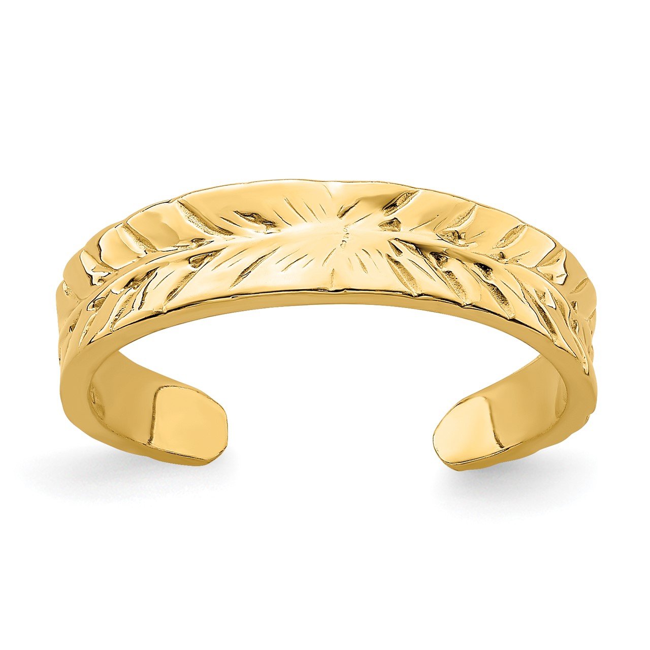 14K Starburst Center with Leaf Trim Toe Ring