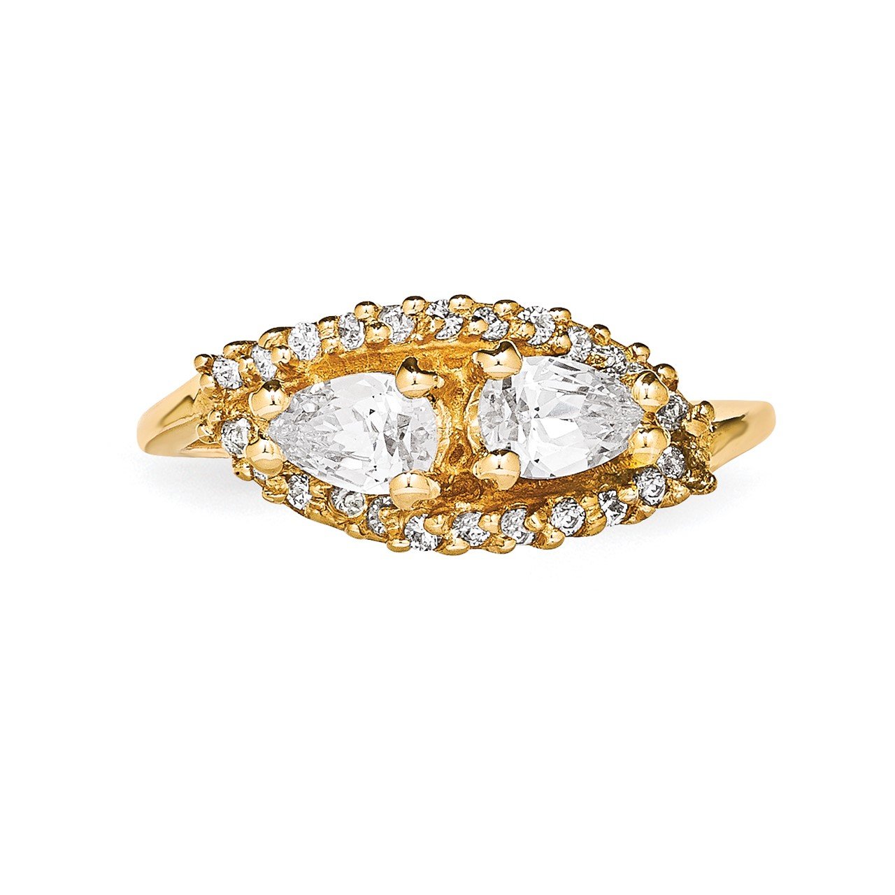 14KY AA Diamond 2-stone Ring Semi-Mount - 6x4 mm center stones-4