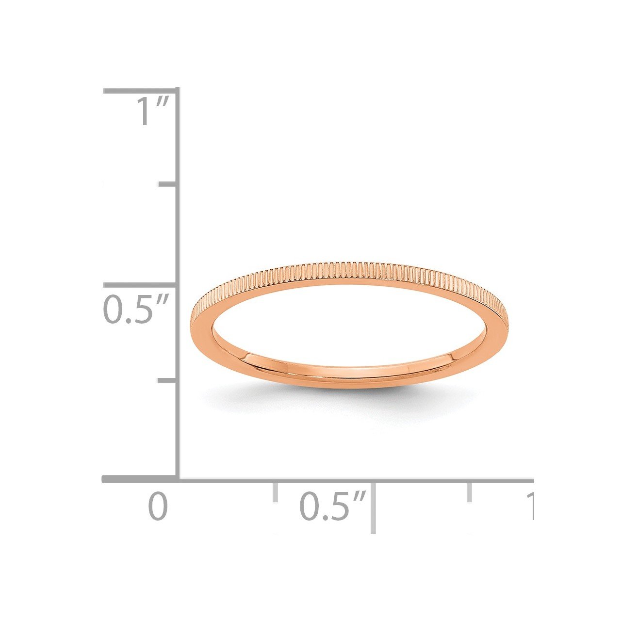 14K Rose Gold 1.2mm Line Pattern Stackable Band-3