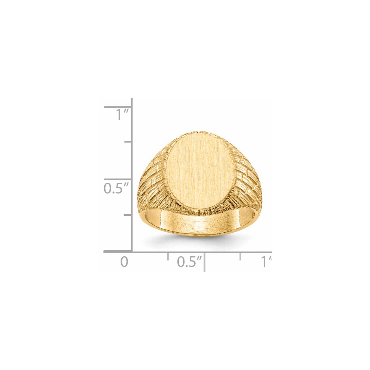 14k 15.0x12.0mm Closed Back Men's Signet Ring-4
