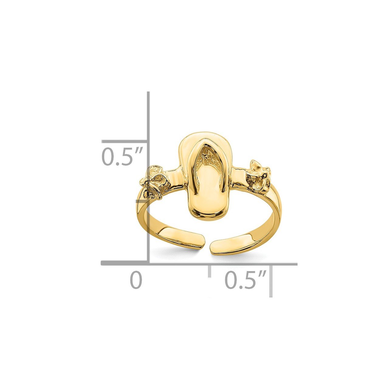 14K Adjustable Flip-Flop and Flower Toe Ring-2