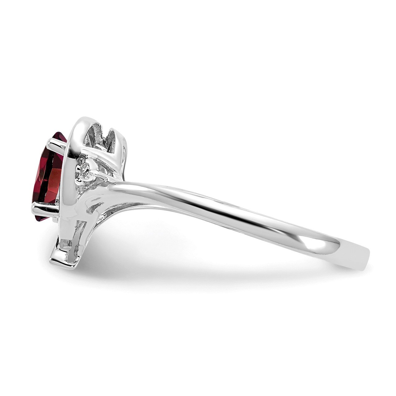 14k White Gold Garnet and Diamond Heart Ring-3