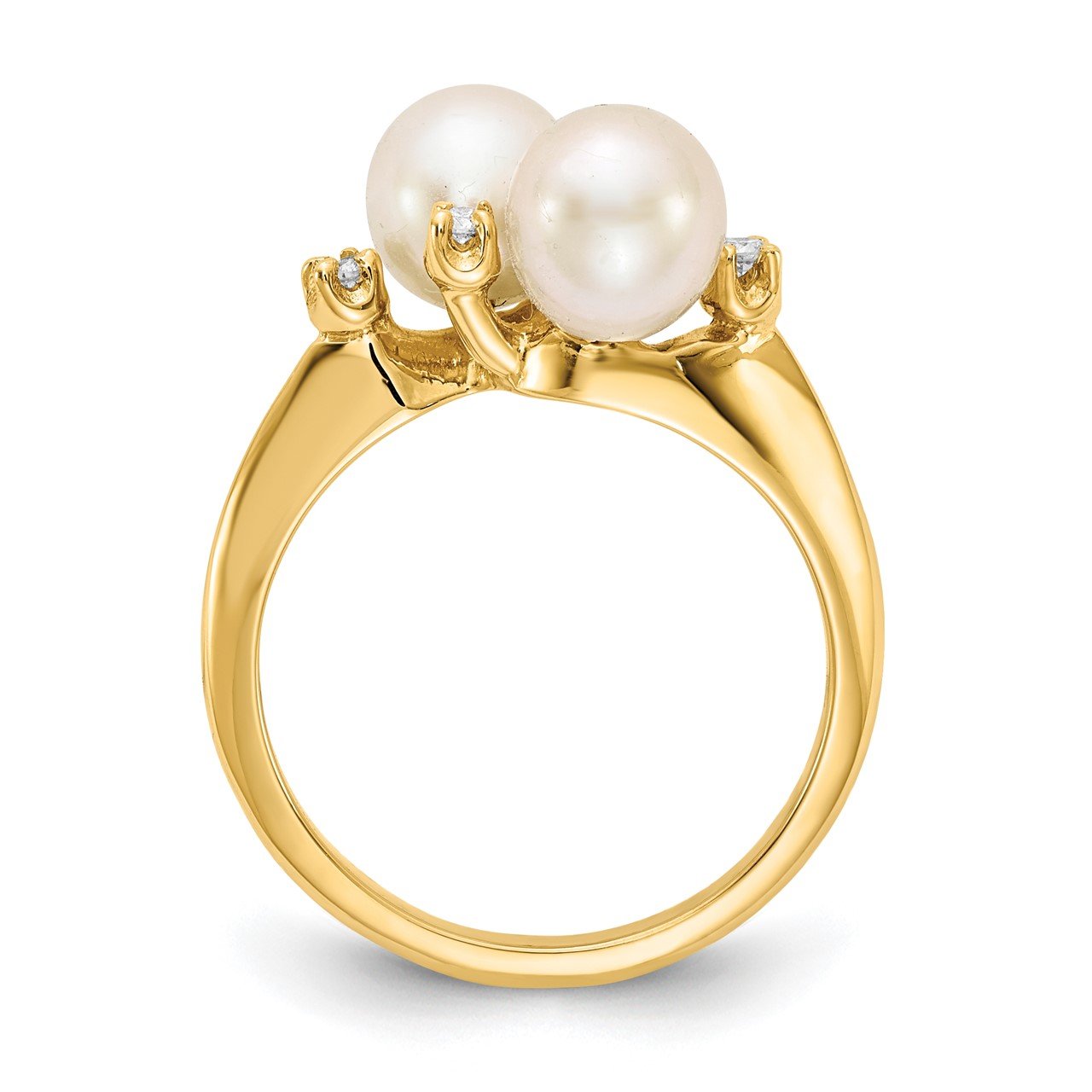 14k 6mm FW Cultured Pearl AA Diamond ring-1