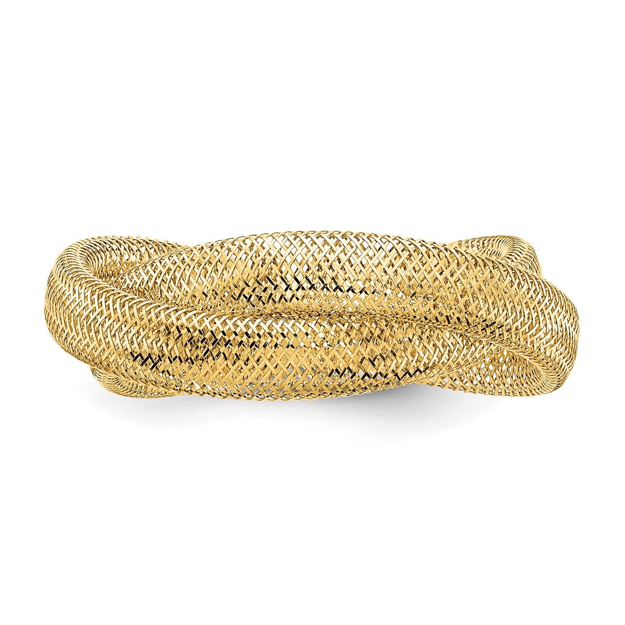 14K Gold Twisted Woven Mesh Stretch Ring-3