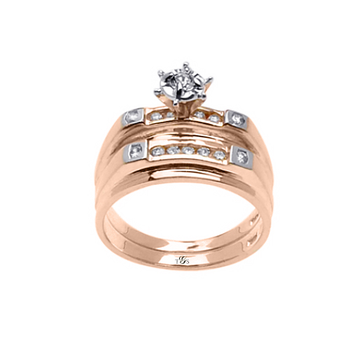 14k Two Tone Gold Channel Set Natural Diamond Wedding Set (Center Stone Not Included)-0