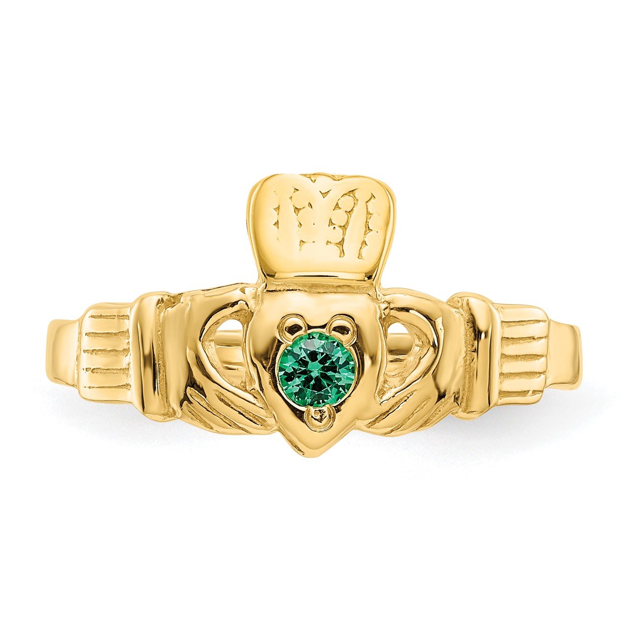 14k Green CZ Claddagh Ring-4