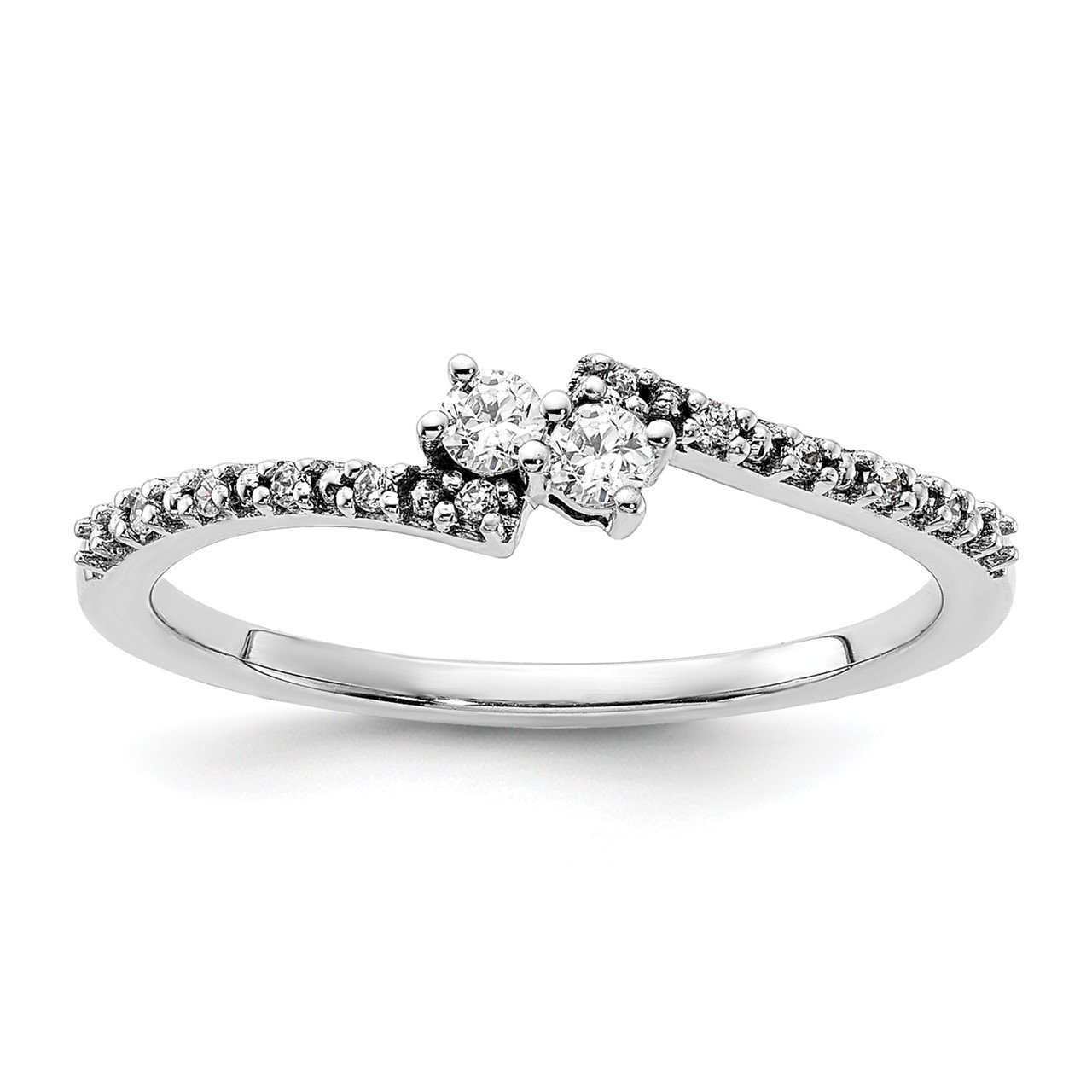14k White Polish Complete Diamond Promise Ring