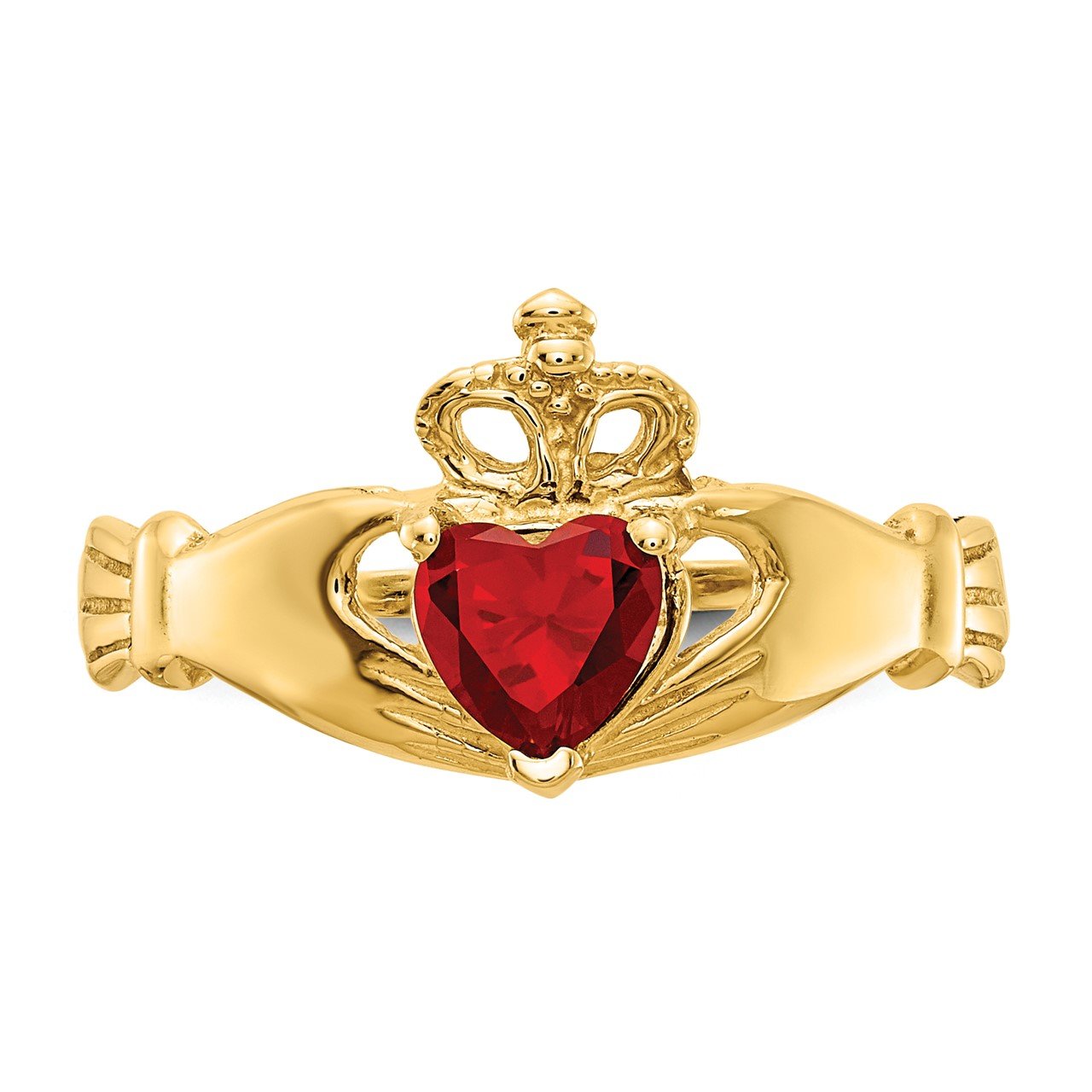 14k CZ January Birthstone Claddagh Heart Ring-4