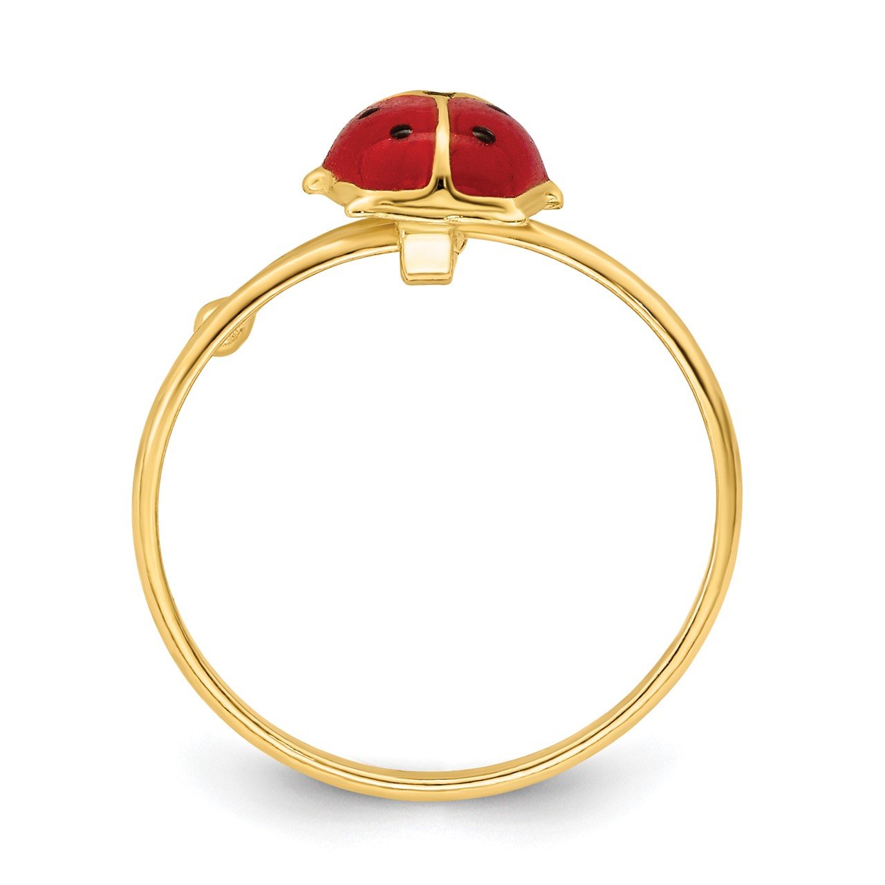 14k Polished Enameled Ladybug Adjustable Ring-1