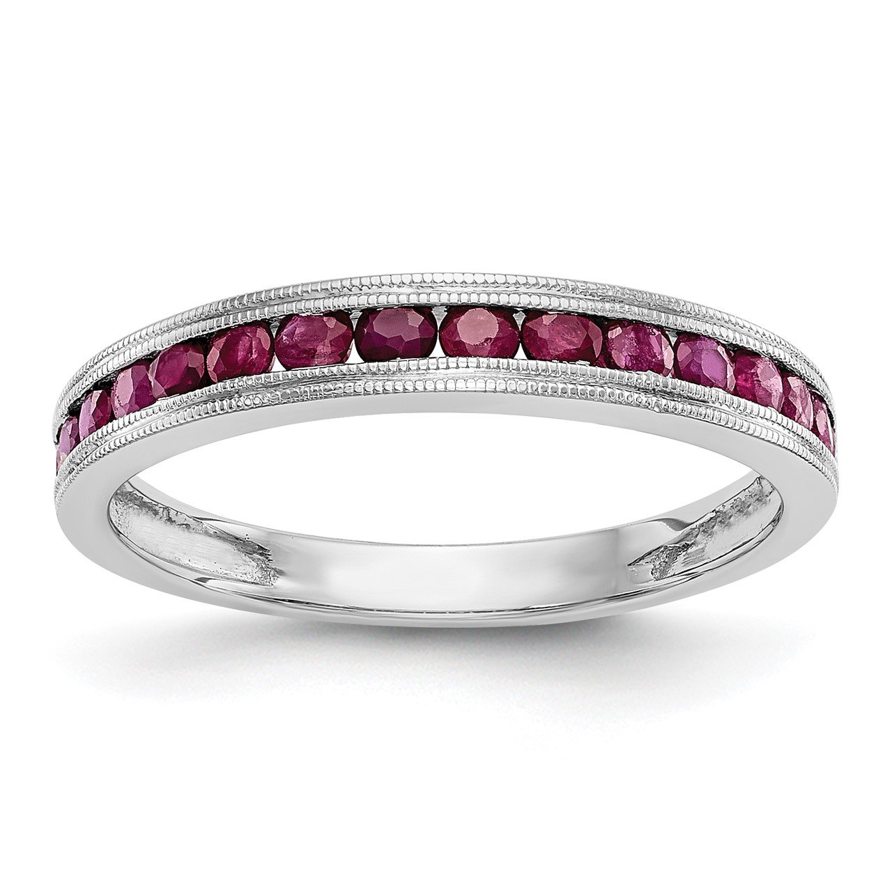 14k White Gold Ruby Band