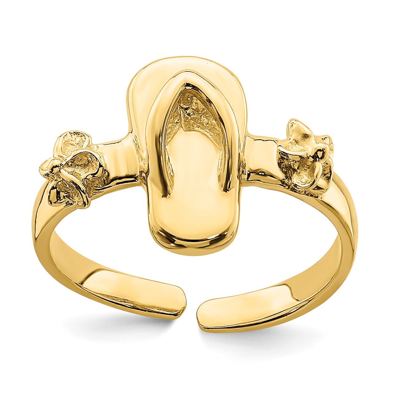 14K Adjustable Flip-Flop and Flower Toe Ring