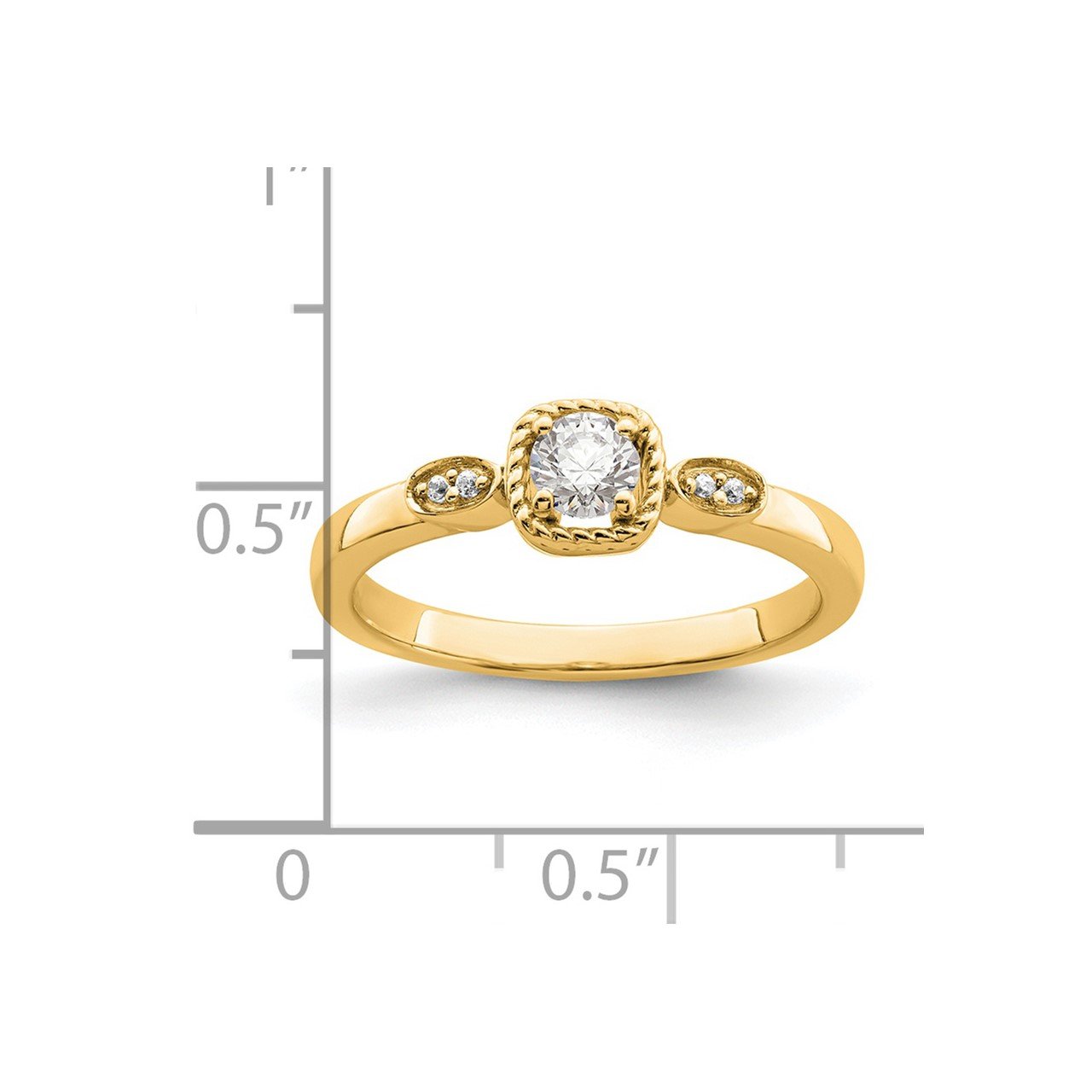 14k Polish Petite Rope Edge Round Complete Dia Ring-6