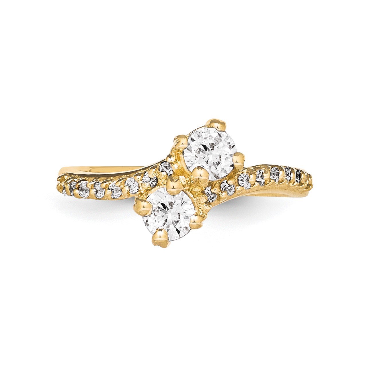 14KY AA Diamond 2-stone Ring Semi-Mount - 4.2 mm center stones-5