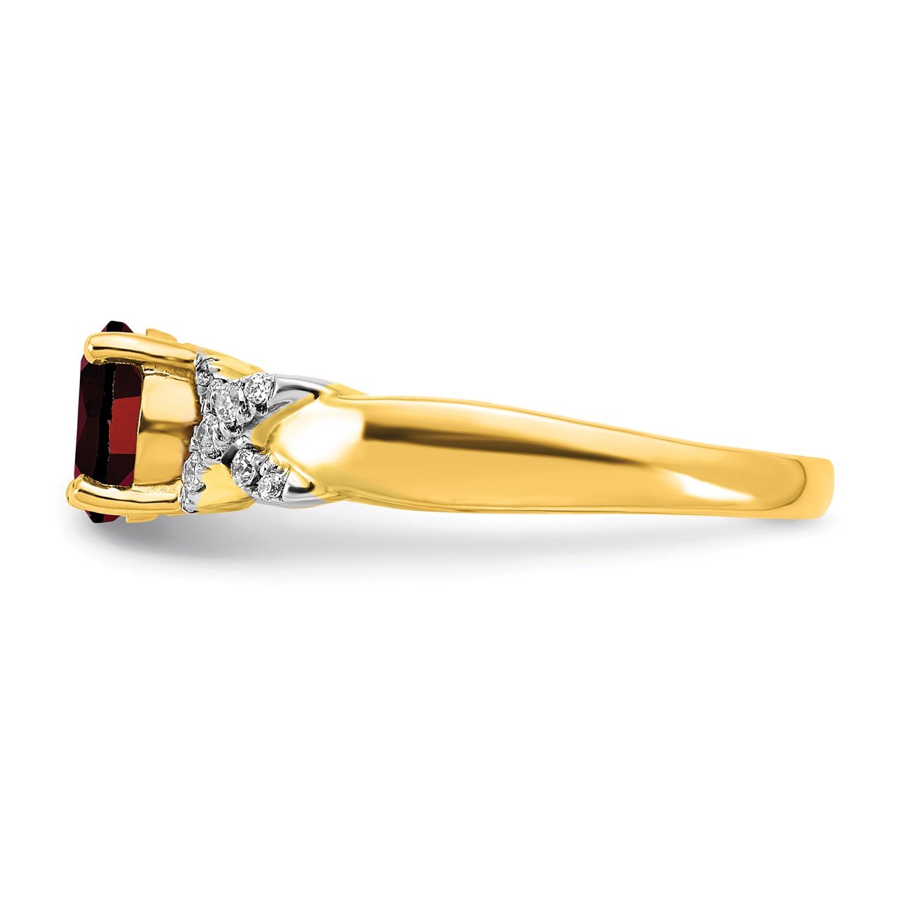 14k Two-tone Garnet and Diamond Ring-2